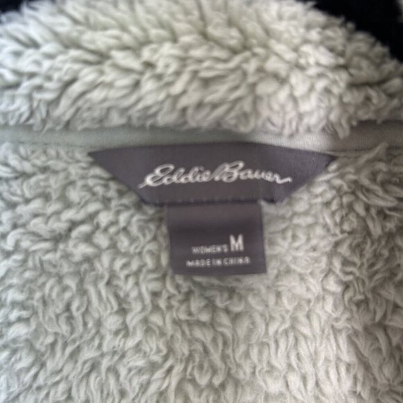Eddie Bauer Light Green Fleece 1/4 Zip Pullover Cozy Sweater Size Medium - Picture 7 of 11